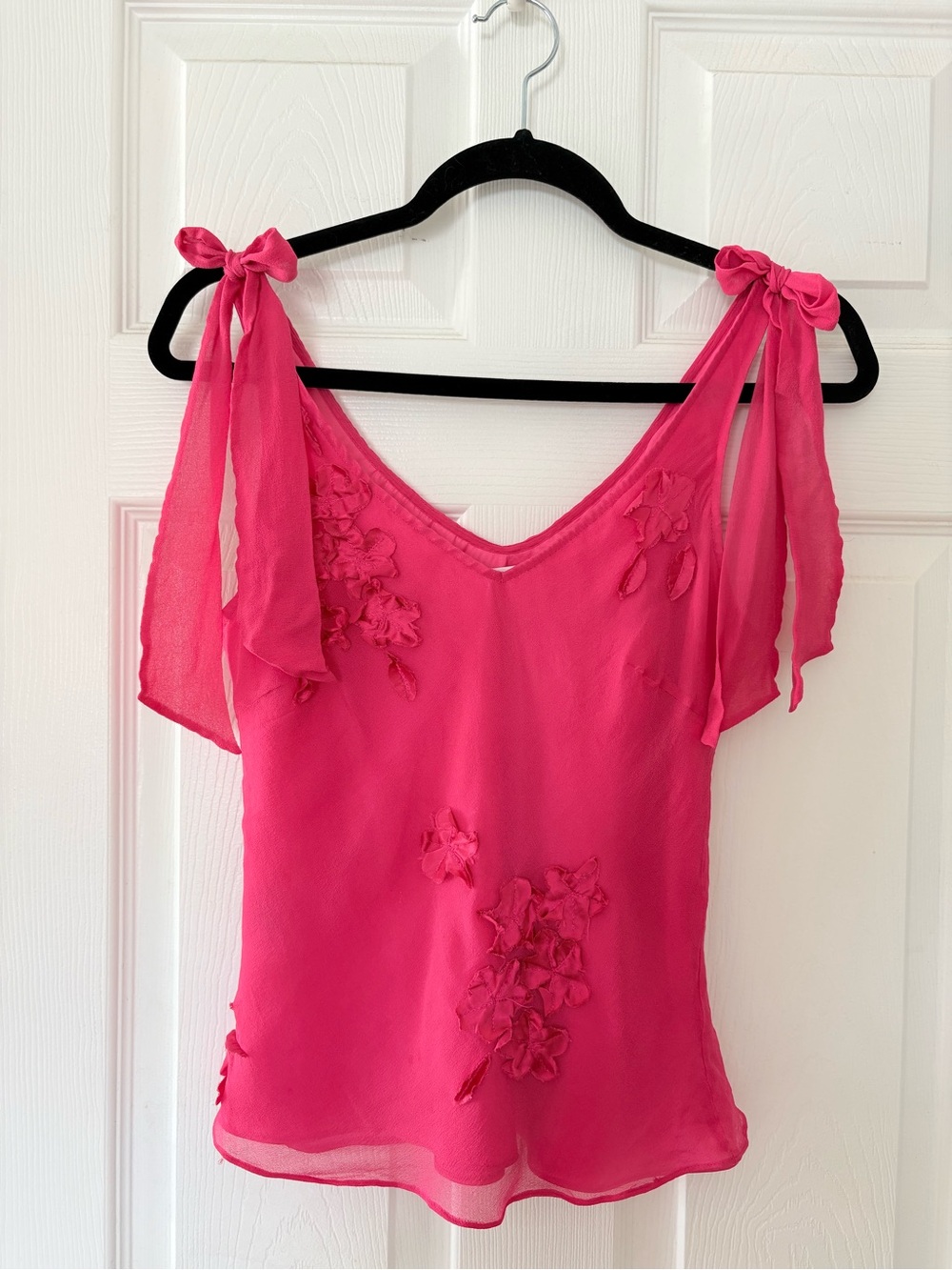 To The Max Bright Pink Silk Fairy Coquette Romantic Angel Tank Top Floral 8 Bow